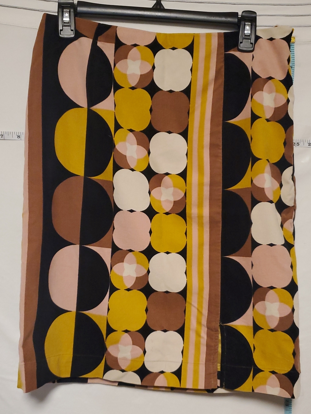 Maeve Geometric Mod Cotton Mustard, Black Pink Brown Skirt Sz 8 Artsy Boho